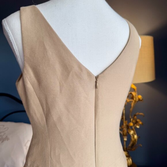 Beige Cotton Linen Blend BCBG Sleeveless Shift Dress - Picture 5 of 10
